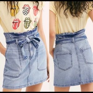 Free People Paper-bag Waist Denim Skirt